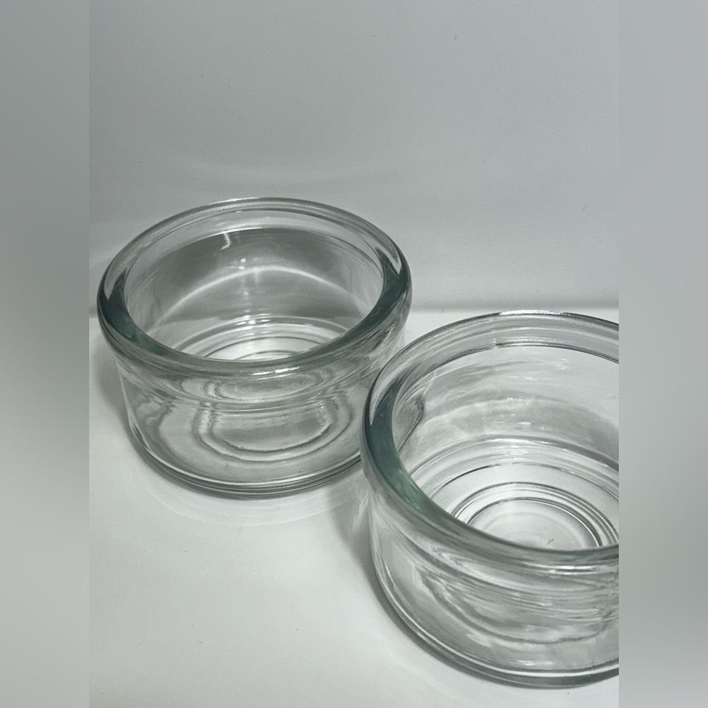 2-piece Vintage 70’s Heavy Gauge Thick Rimmed Glass Bowls Retro #0305247